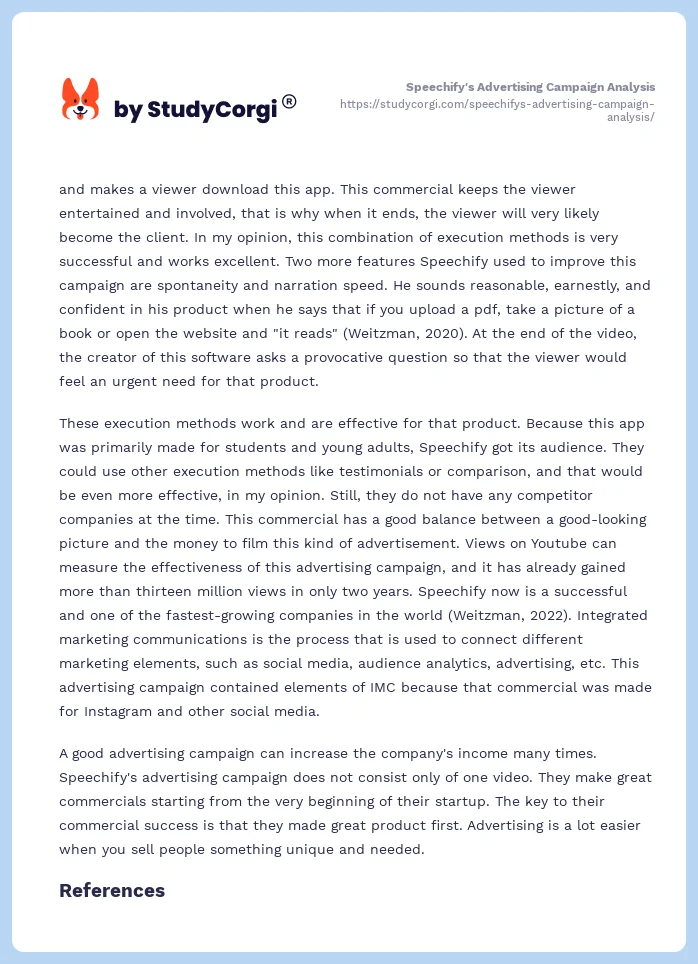 Speechify's Advertising Campaign Analysis. Page 2