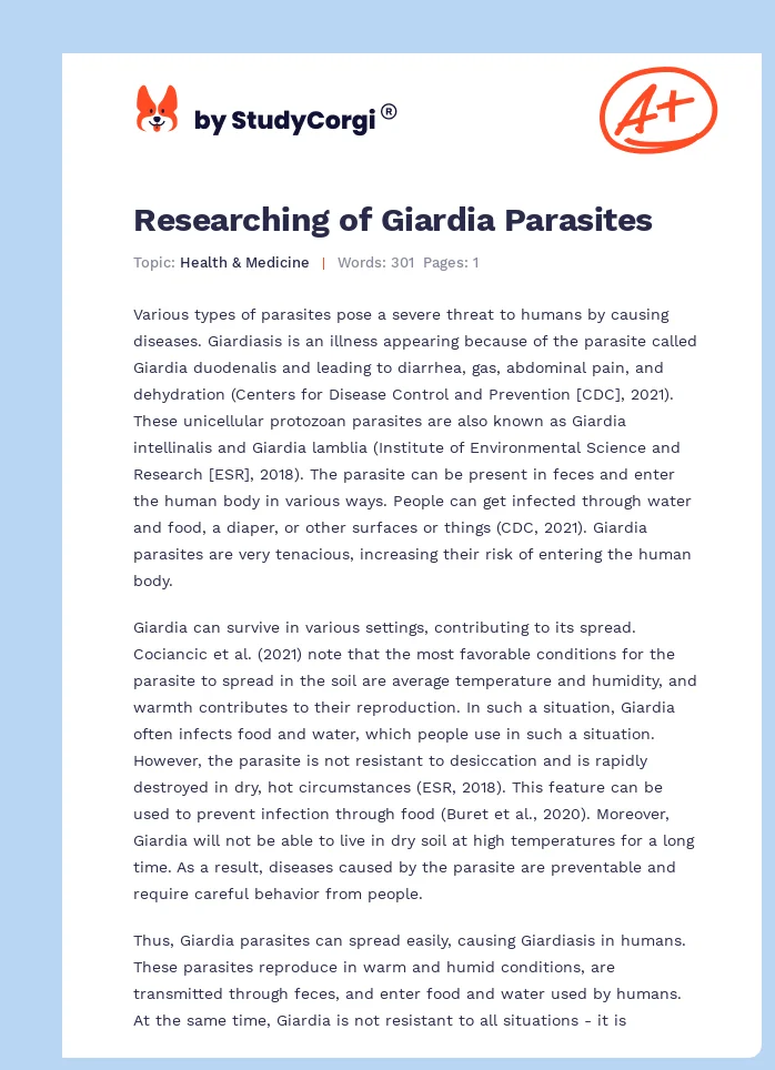 Researching of Giardia Parasites. Page 1