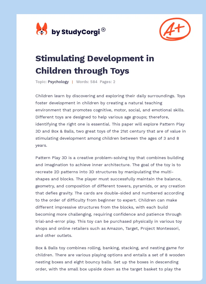 Stimulating Development in Children through Toys. Page 1