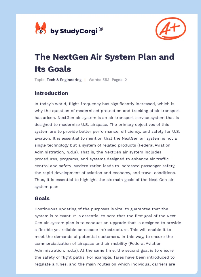 The NextGen Air System Plan and Its Goals. Page 1