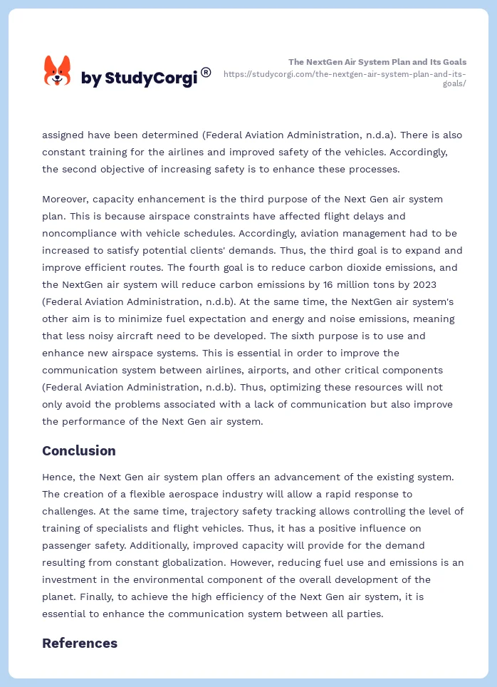The NextGen Air System Plan and Its Goals. Page 2