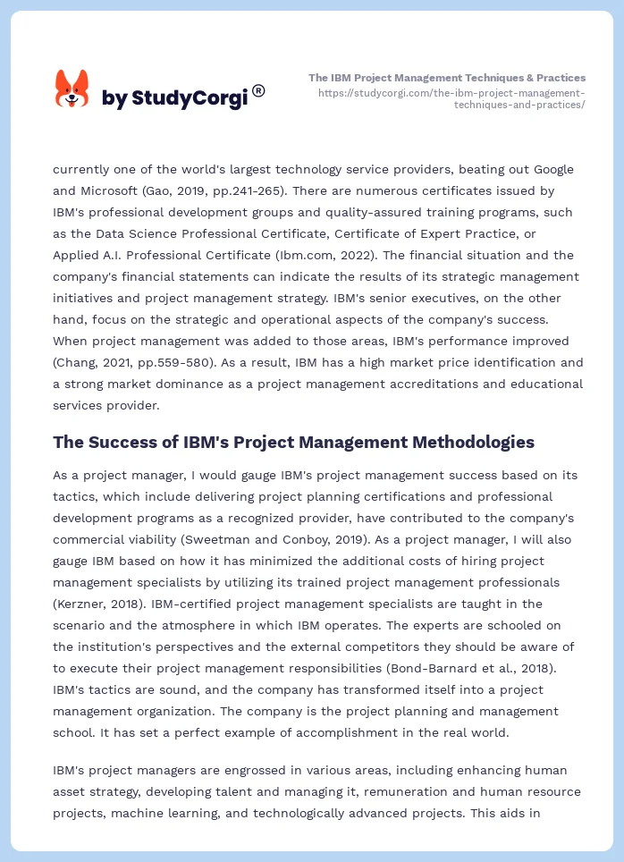 The IBM Project Management Techniques & Practices. Page 2