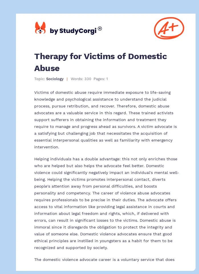 Therapy for Victims of Domestic Abuse. Page 1