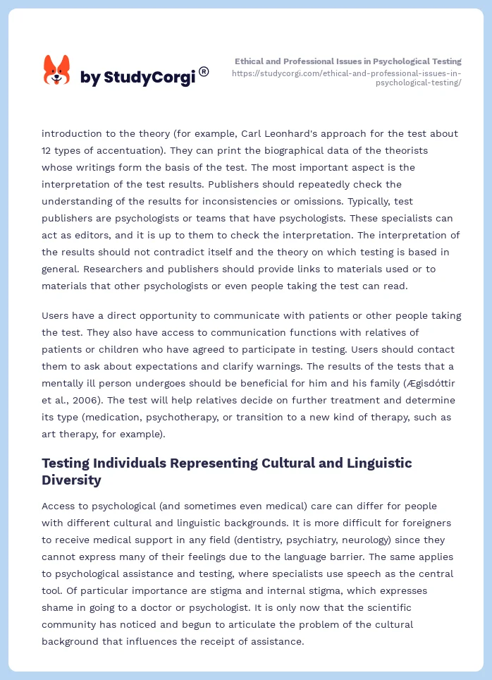 Ethical and Professional Issues in Psychological Testing. Page 2