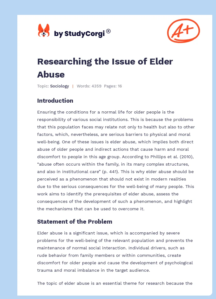 Researching the Issue of Elder Abuse. Page 1