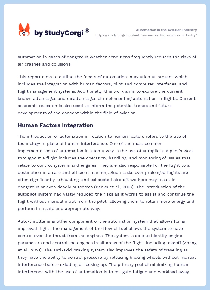Automation in the Aviation Industry. Page 2