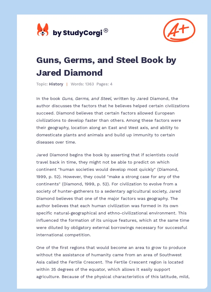 Guns, Germs, and Steel Book by Jared Diamond. Page 1