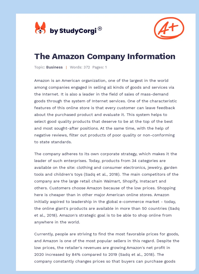 The Amazon Company Information. Page 1