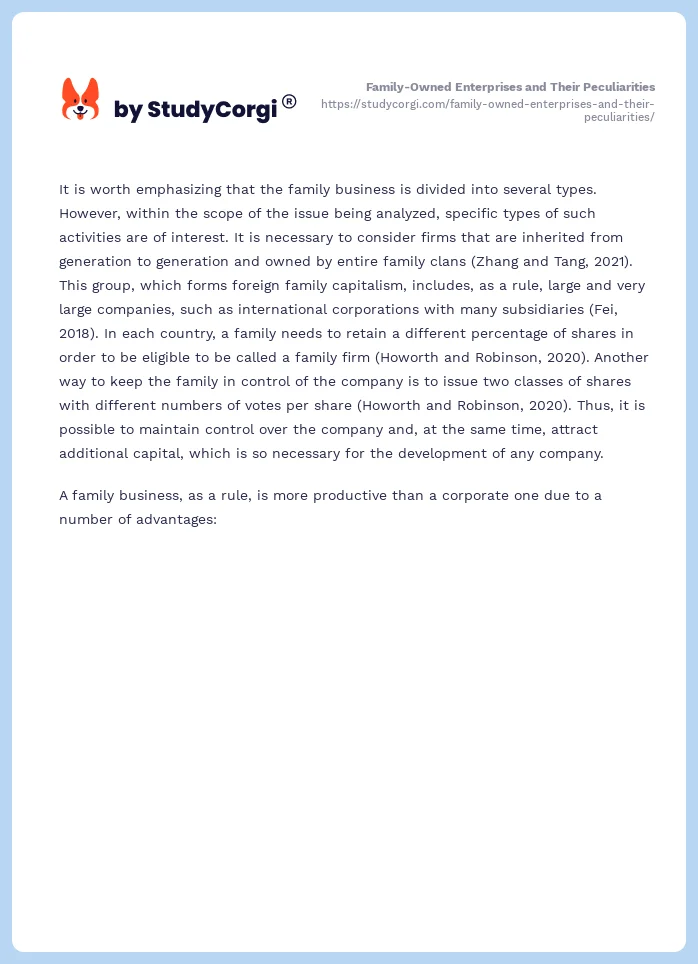 Family-Owned Enterprises and Their Peculiarities. Page 2
