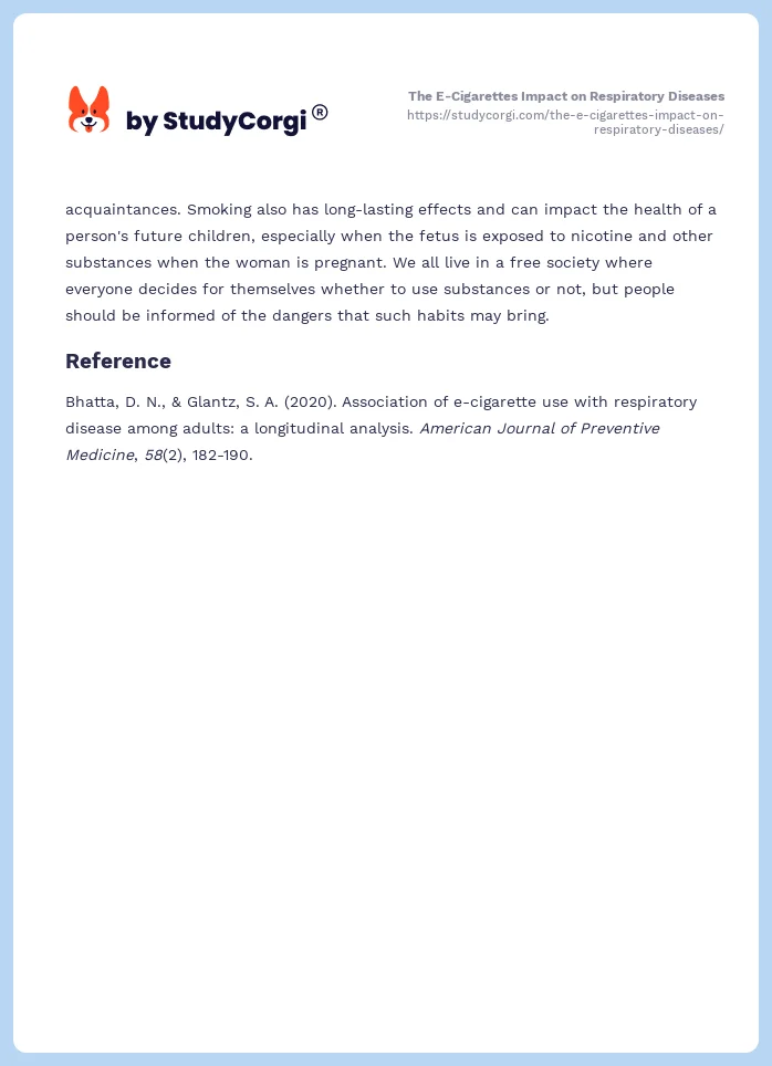 The E-Cigarettes Impact on Respiratory Diseases. Page 2