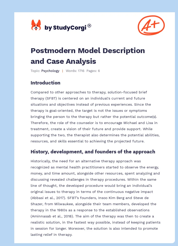Postmodern Model Description and Case Analysis. Page 1