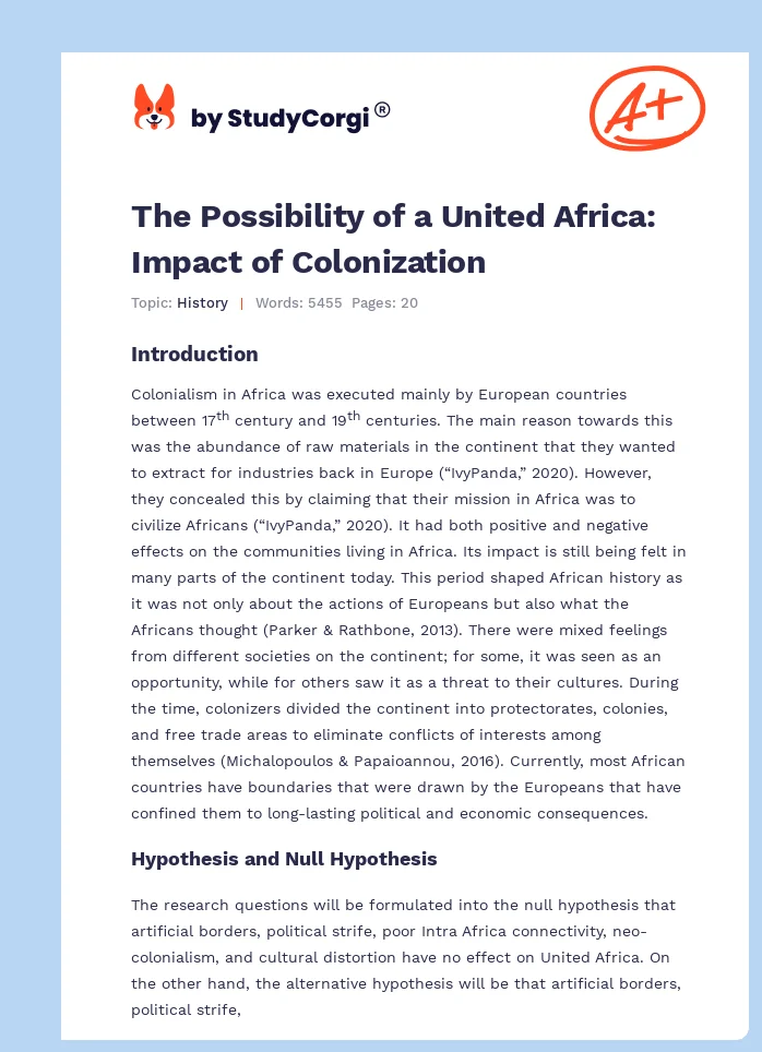 The Possibility of a United Africa: Impact of Colonization. Page 1