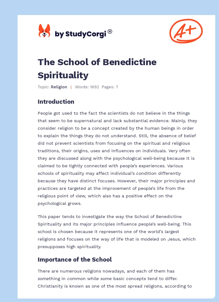 The School of Benedictine Spirituality. Page 1