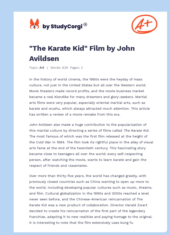 "The Karate Kid" Film by John Avildsen. Page 1