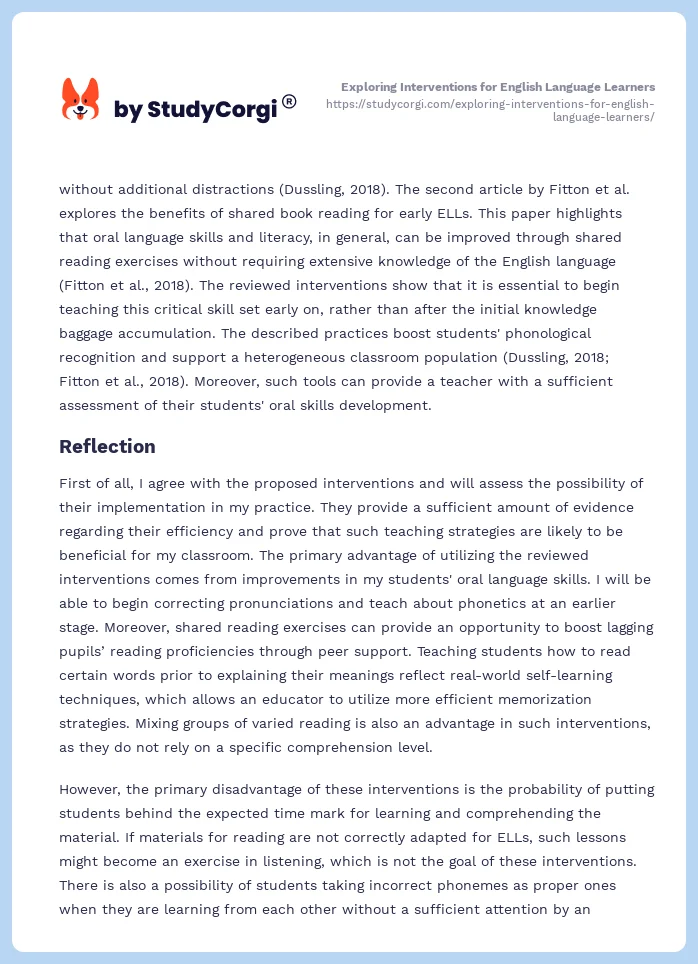 Exploring Interventions for English Language Learners. Page 2