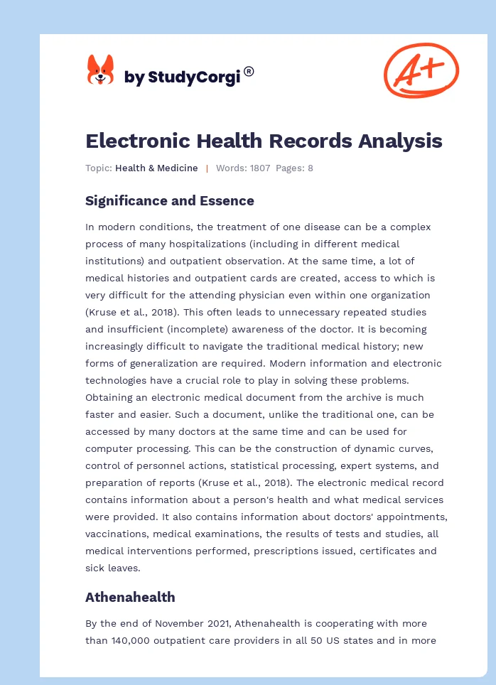 Electronic Health Records Analysis. Page 1