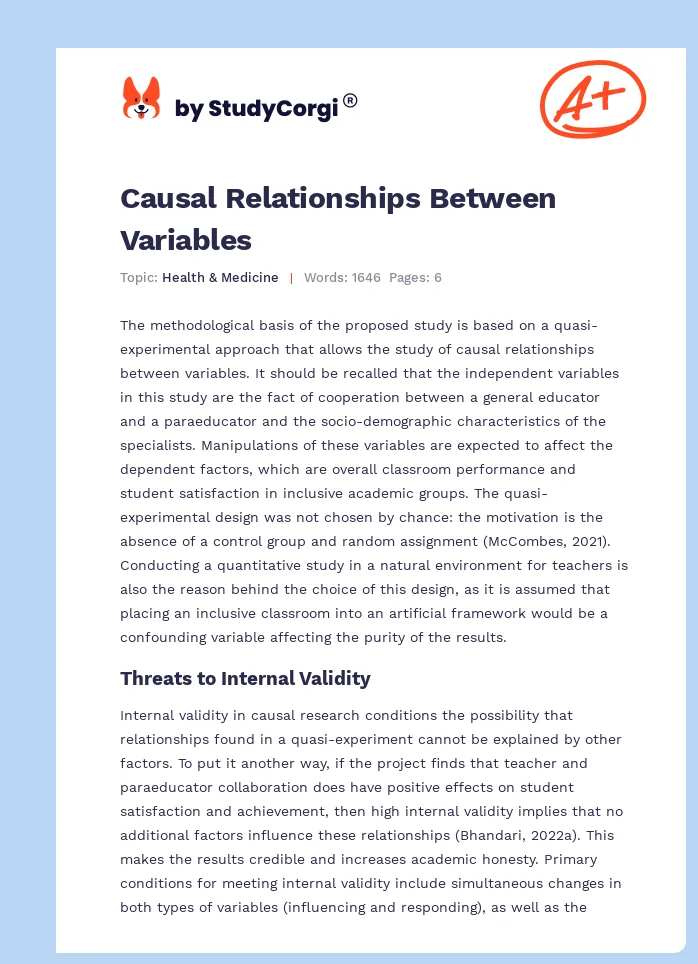 Causal Relationships Between Variables. Page 1