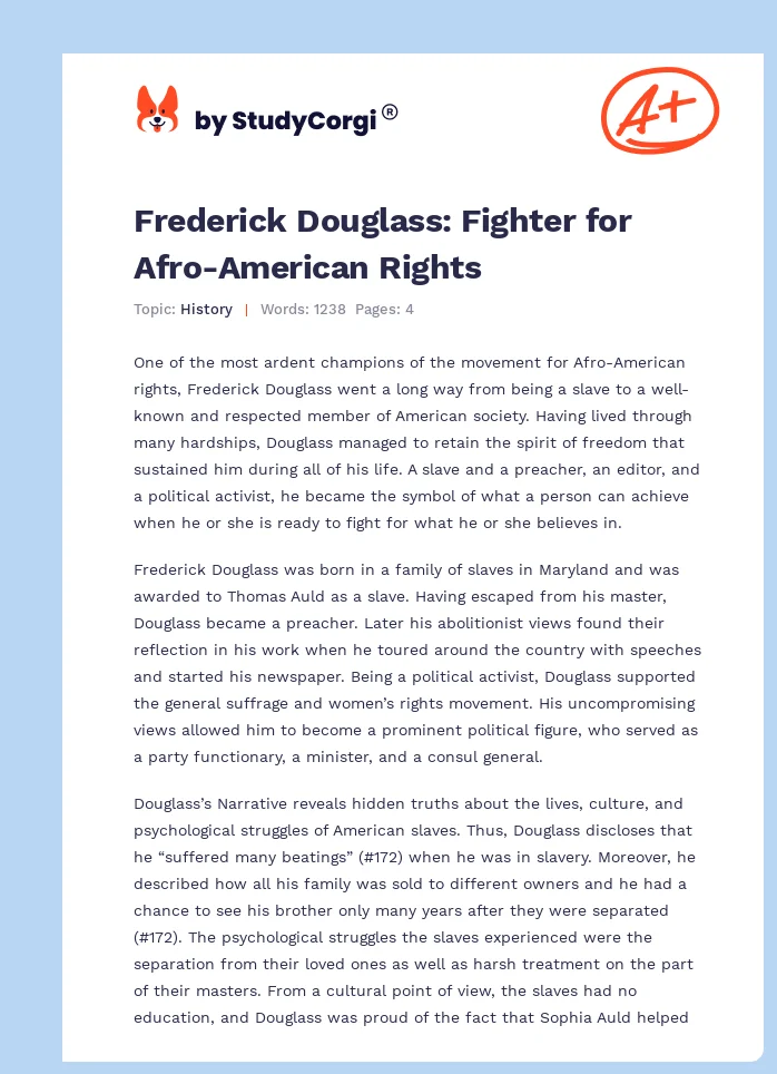 Frederick Douglass: Fighter for Afro-American Rights. Page 1