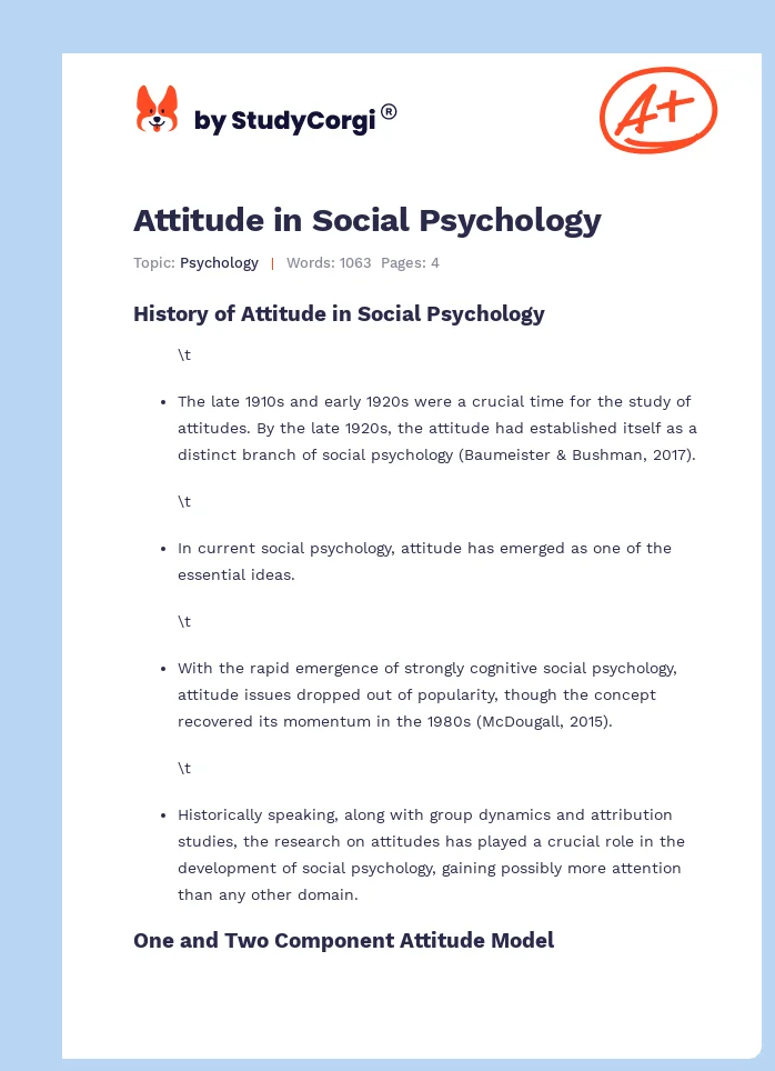 Attitude in Social Psychology. Page 1