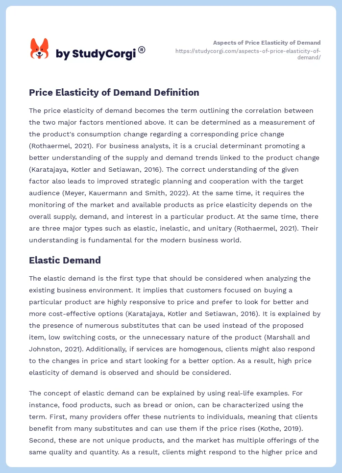 Aspects of Price Elasticity of Demand. Page 2