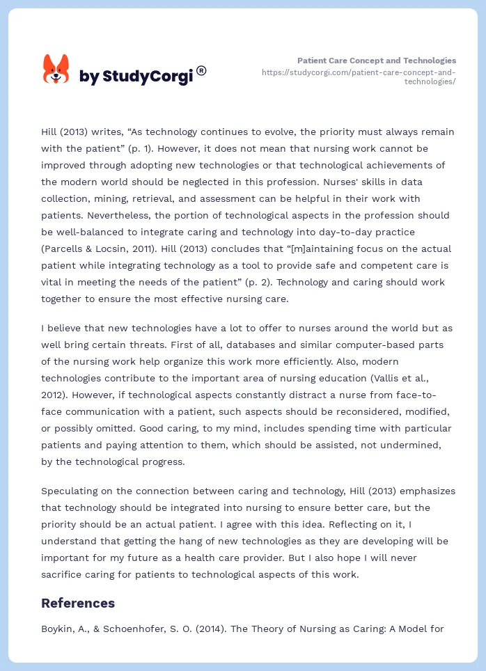 Patient Care Concept and Technologies. Page 2