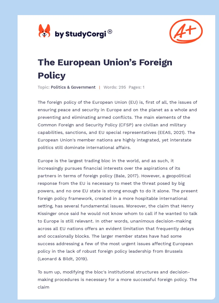 The European Union’s Foreign Policy. Page 1