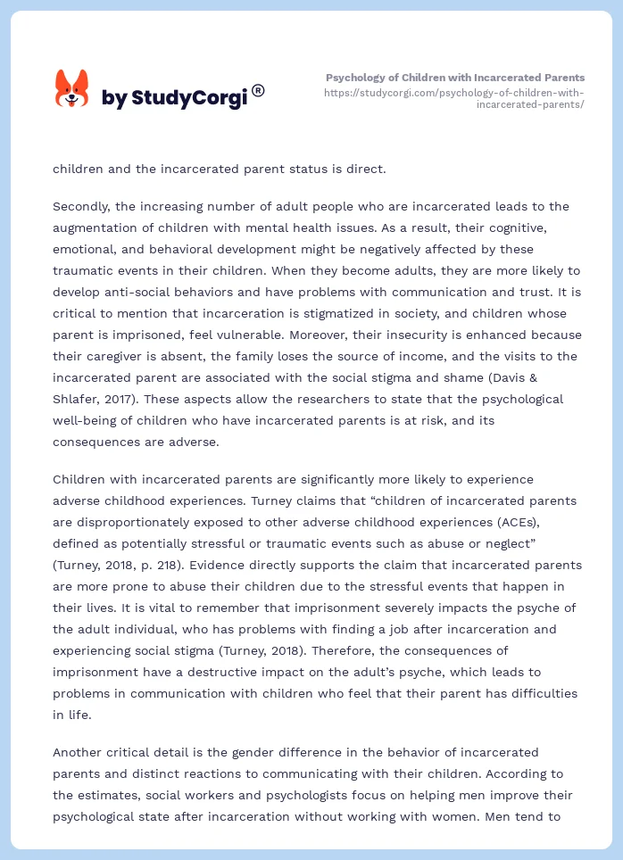 Psychology of Children with Incarcerated Parents. Page 2