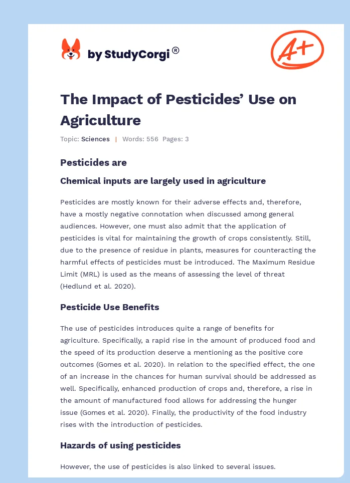 The Impact of Pesticides’ Use on Agriculture. Page 1