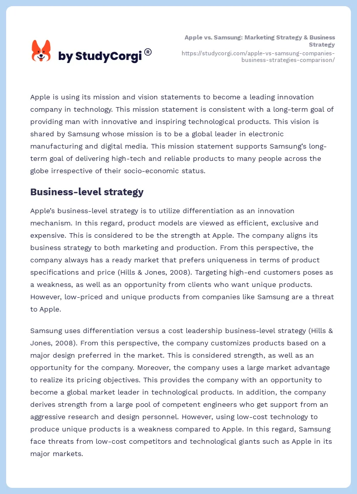 Apple vs. Samsung: Marketing Strategy & Business Strategy. Page 2