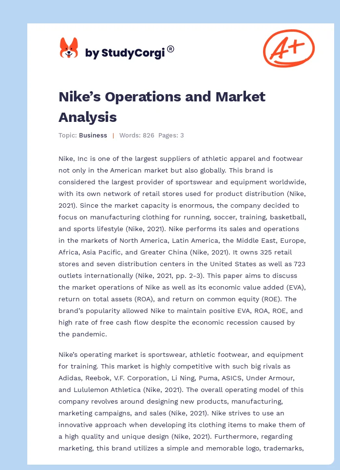 Nike’s Operations and Market Analysis. Page 1