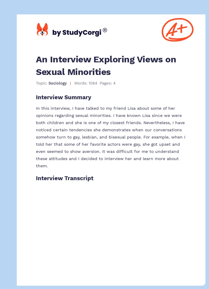 An Interview Exploring Views on Sexual Minorities. Page 1