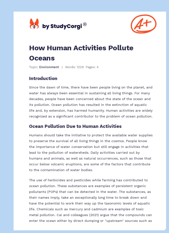 How Human Activities Pollute Oceans. Page 1