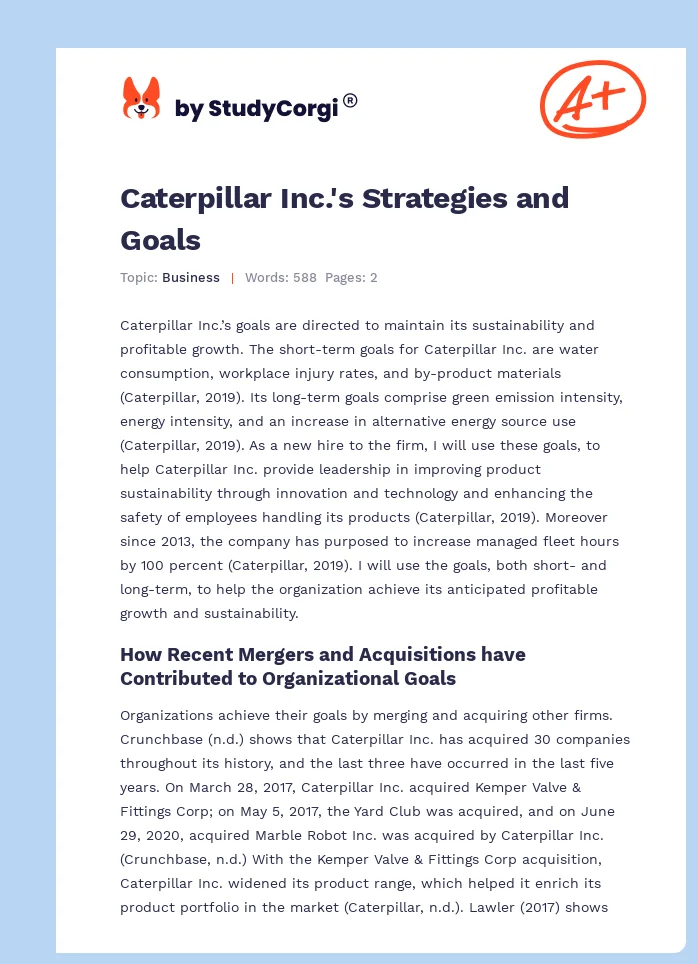 Caterpillar Inc.'s Strategies and Goals. Page 1