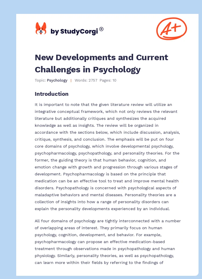 New Developments and Current Challenges in Psychology. Page 1
