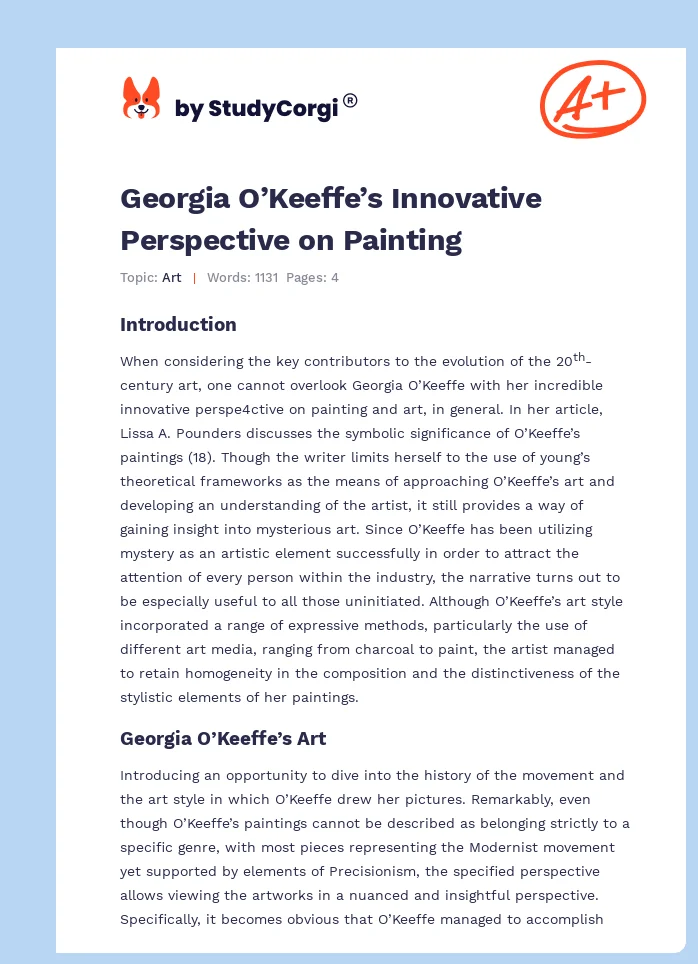 Georgia O’Keeffe’s Innovative Perspective on Painting. Page 1