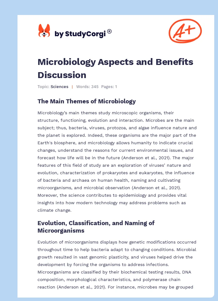 Microbiology Aspects and Benefits Discussion. Page 1