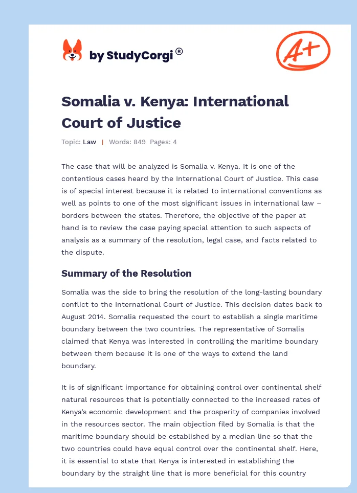 Somalia v. Kenya: International Court of Justice. Page 1
