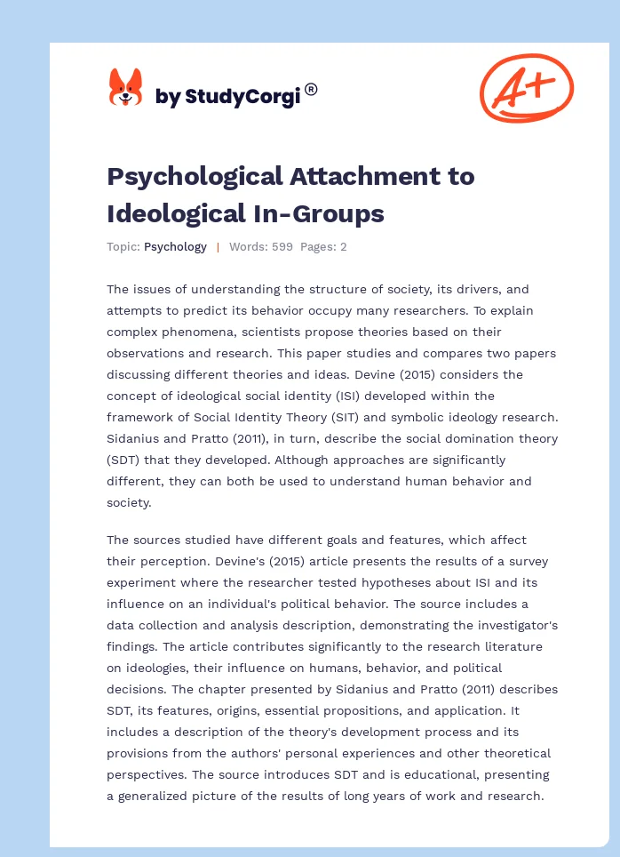 Psychological Attachment to Ideological In-Groups. Page 1