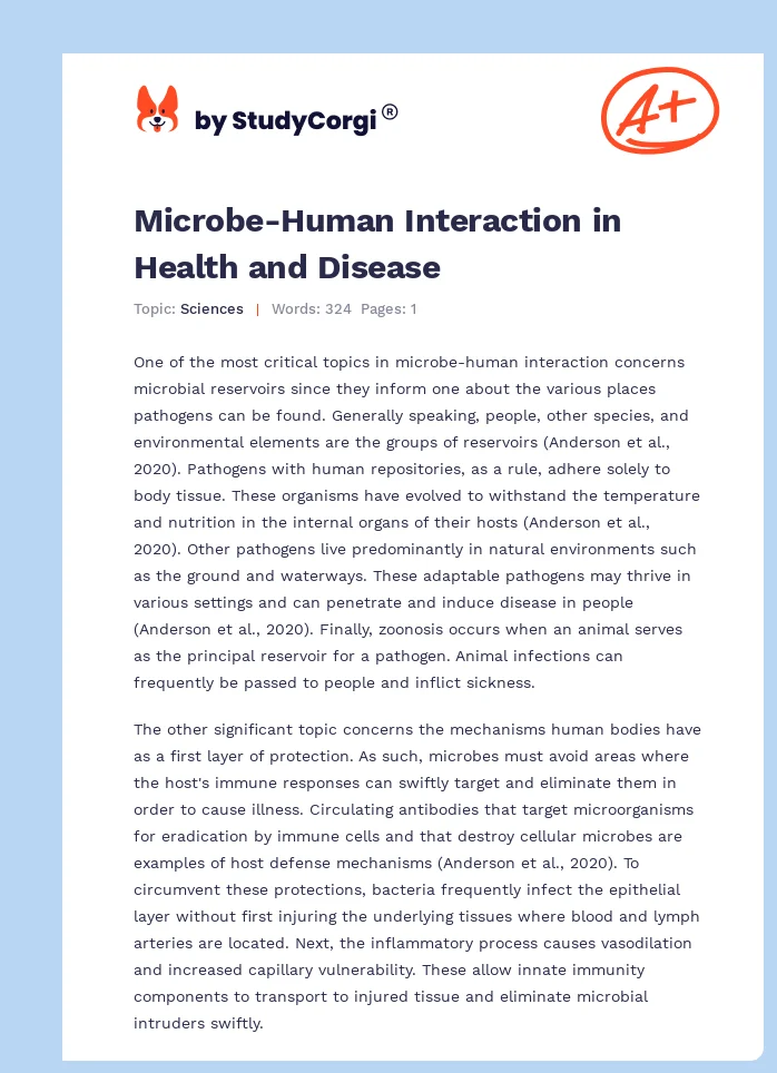 Microbe-Human Interaction in Health and Disease. Page 1
