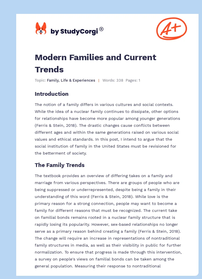 Modern Families and Current Trends. Page 1