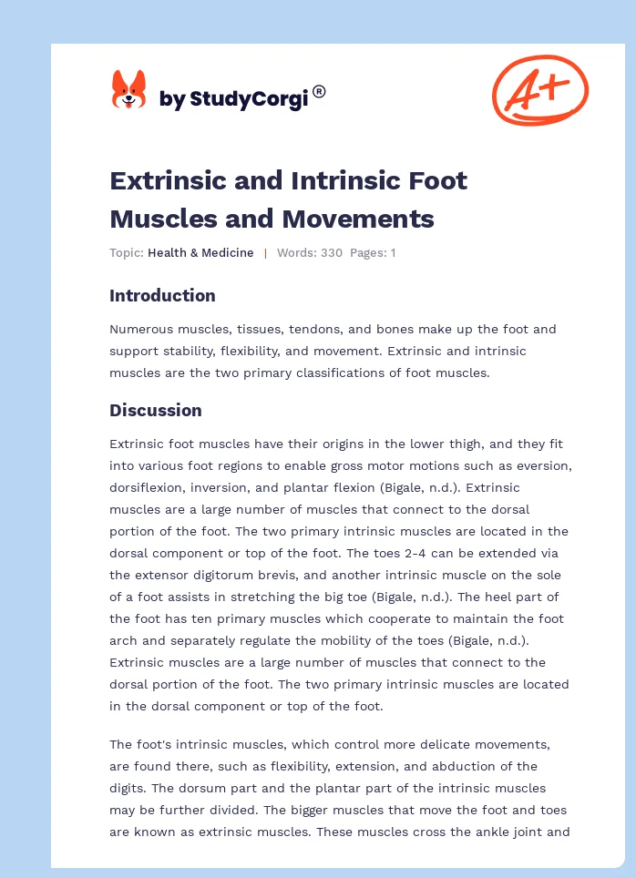 Extrinsic and Intrinsic Foot Muscles and Movements. Page 1