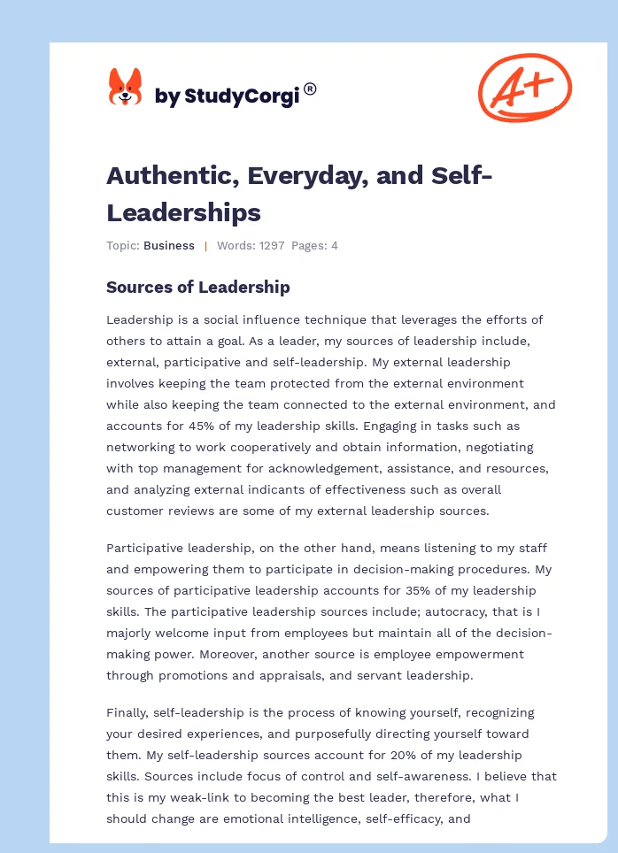 Authentic, Everyday, and Self-Leaderships. Page 1