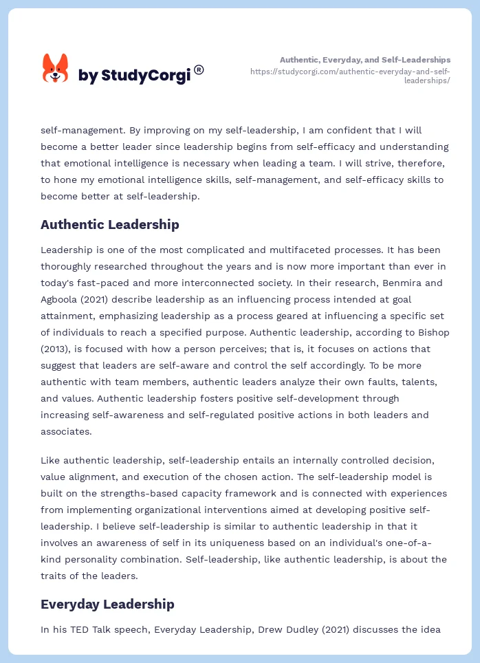 Authentic, Everyday, and Self-Leaderships. Page 2