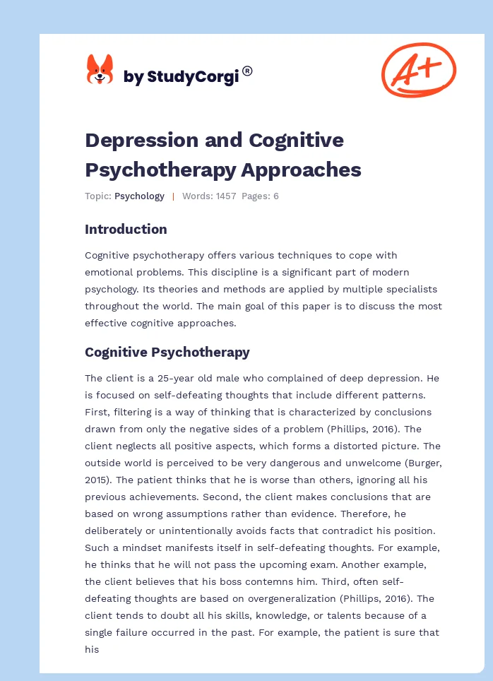 Depression and Cognitive Psychotherapy Approaches. Page 1
