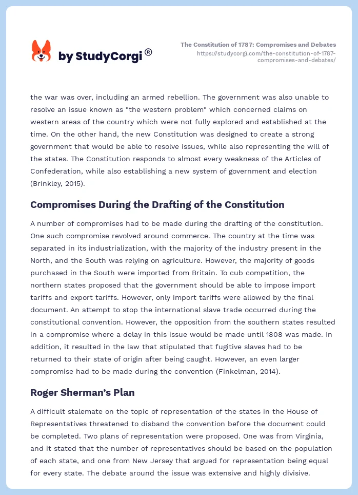 The Constitution of 1787: Compromises and Debates. Page 2