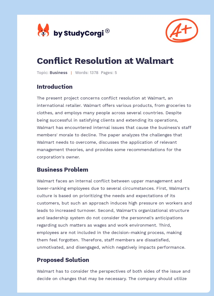 Conflict Resolution at Walmart. Page 1