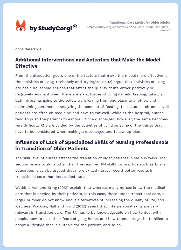 Transitional Care Model for Older Adults. Page 2