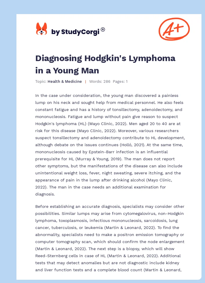 Diagnosing Hodgkin's Lymphoma in a Young Man. Page 1