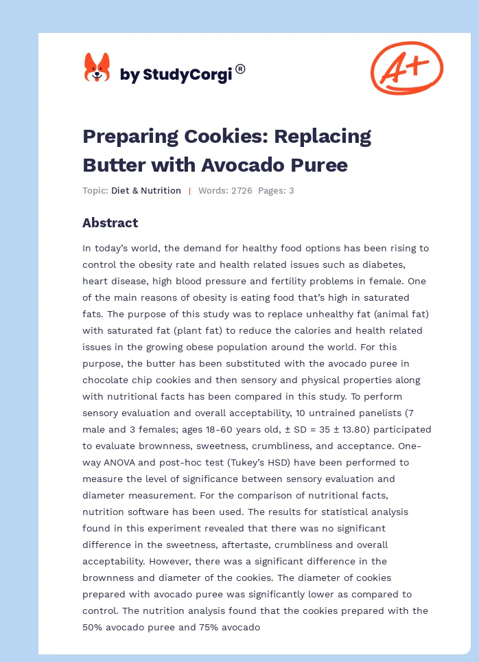 Preparing Cookies: Replacing Butter with Avocado Puree. Page 1