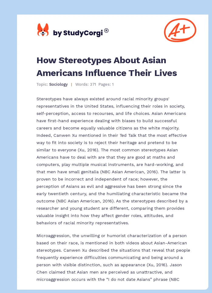 How Stereotypes About Asian Americans Influence Their Lives. Page 1